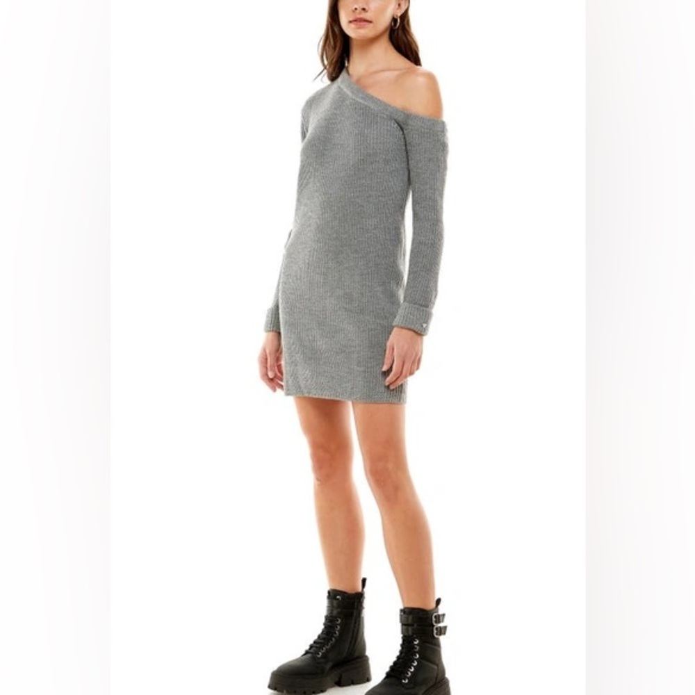 WAYF Everlasting One Shoulder Grey Sweater Dress XS